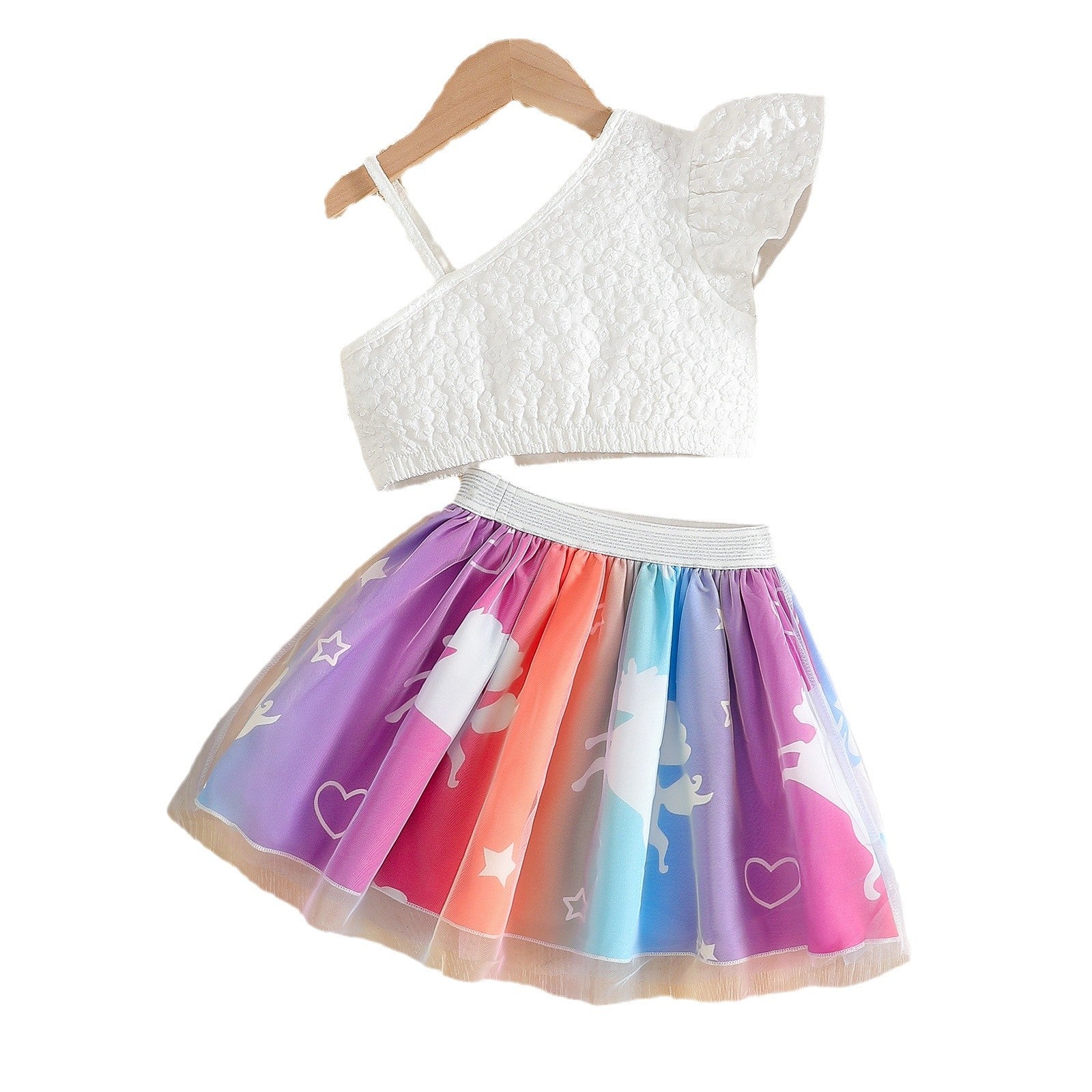 The Iridescent Aurora | Girls’ Rainbow "Elsa" Mesh Skirt