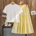 Boho Blossom | Girls Bow Short-Sleeve Top & Bohemian Tiered Cake Skirt Set