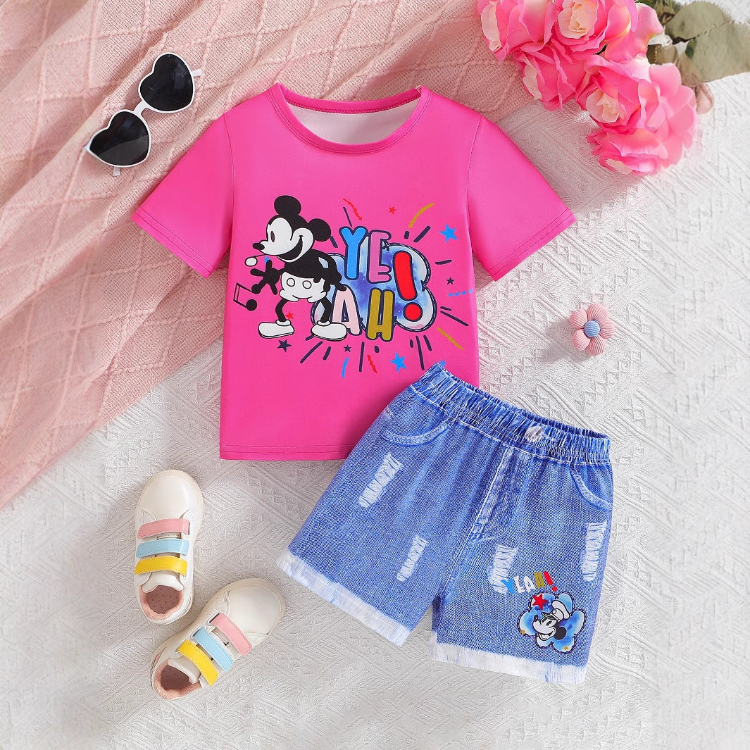The Playful Prodigy | Children’s 2026 Full-Print Cartoon Tee & Shorts Set