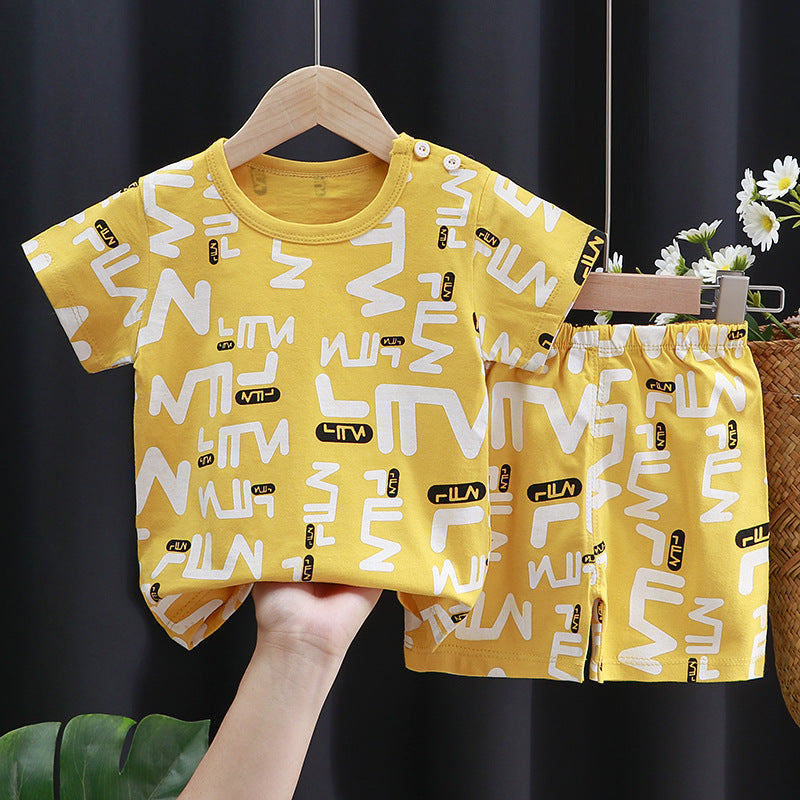 Kids Pure Cotton Summer Set - Breathable Korean Fashion Short-Sleeve Outfit