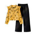 Vintage Romance | Girls Lace Print Long-Sleeve Shirt & Wide-Leg Pants Set