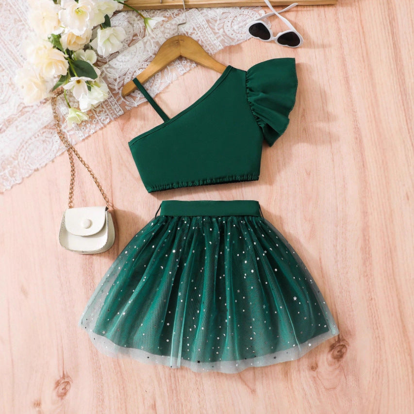 Girls Starry Ombre Set - Flying Sleeve Princess Outfit