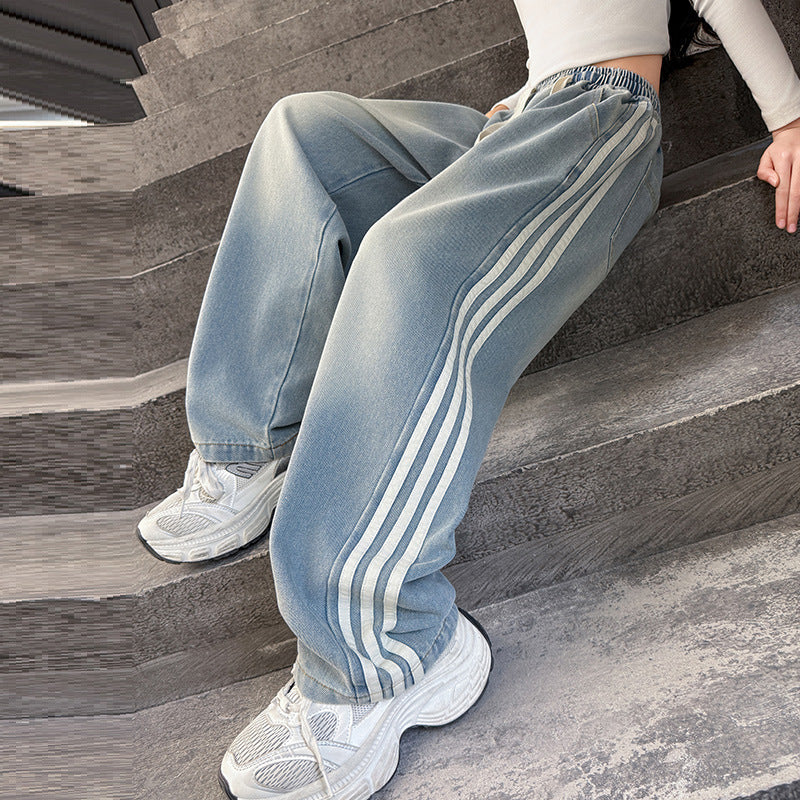 The Urban Tigress | 2026 Korean-Style Wide-Leg Striped Jeans