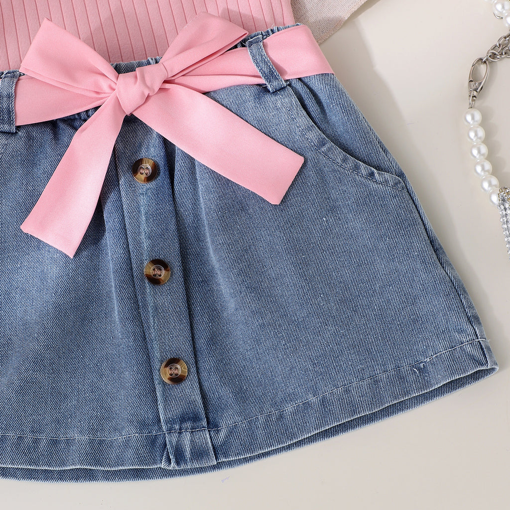 The Denim-Daze | 2026 Girls’ "Sleeveless Vest" & Distressed Shorts Set