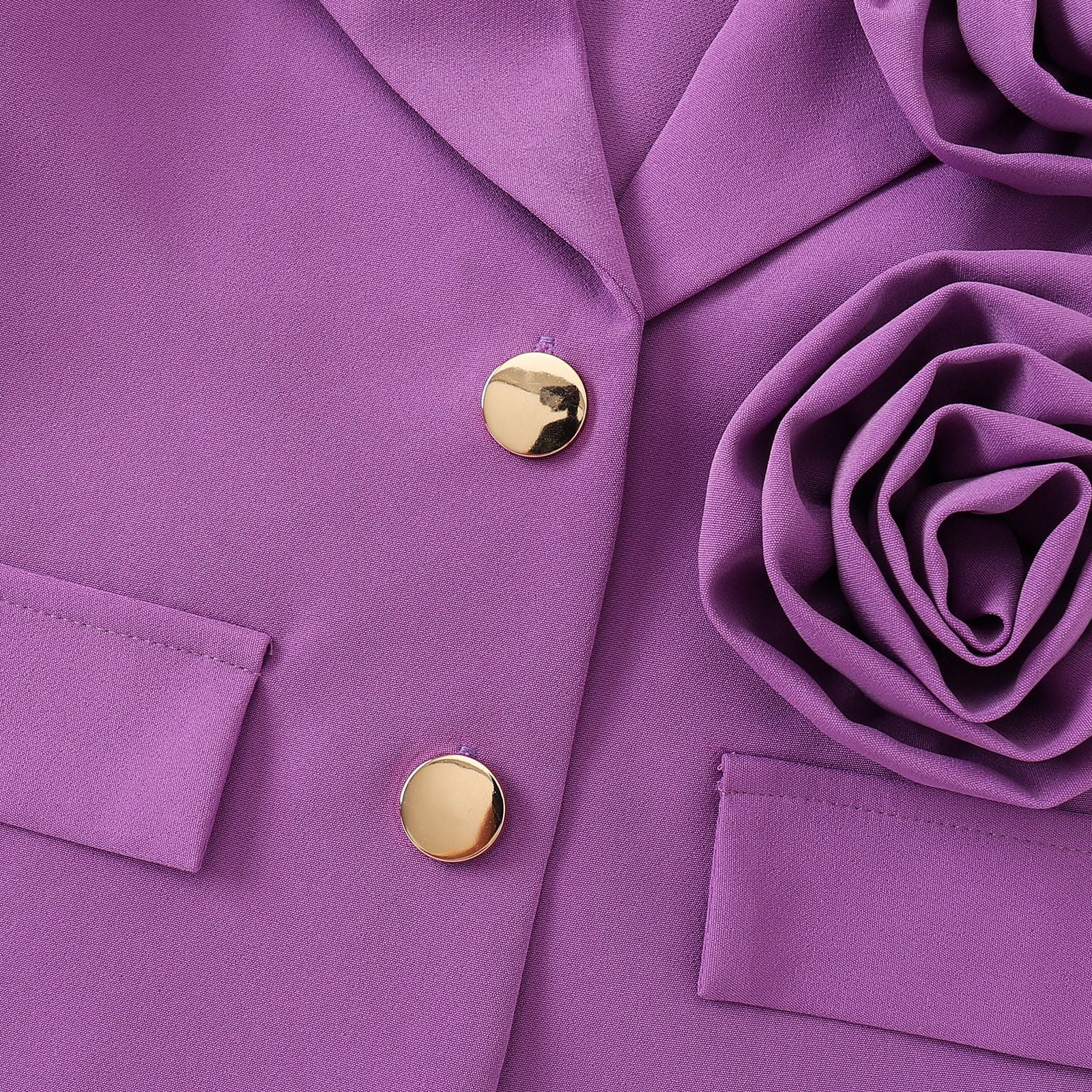 Winter Velvet | Girls 3-D Floral Blazer, Camisole & Trousers Multi-Piece Set