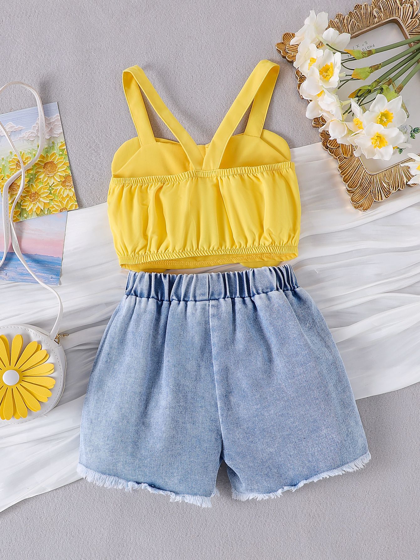 Island Oasis | Girls Floral Sling Vest & Shorts Two-Piece Set