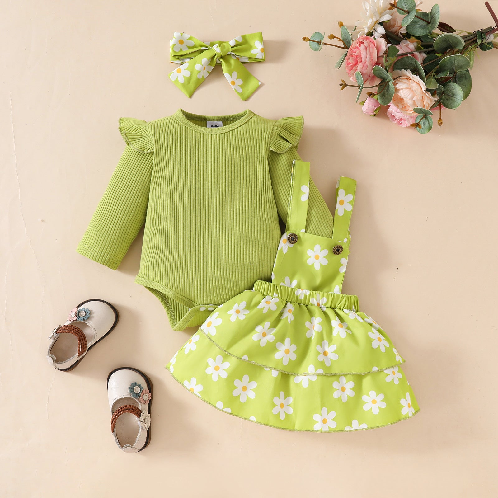 The Minimalist Muse | Baby Ribbed Long-Sleeve Cotton Triangle Romper