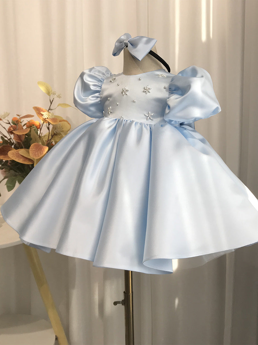 The Arctic Azure | Blue Satin Winter Tutu & Portrait Dress