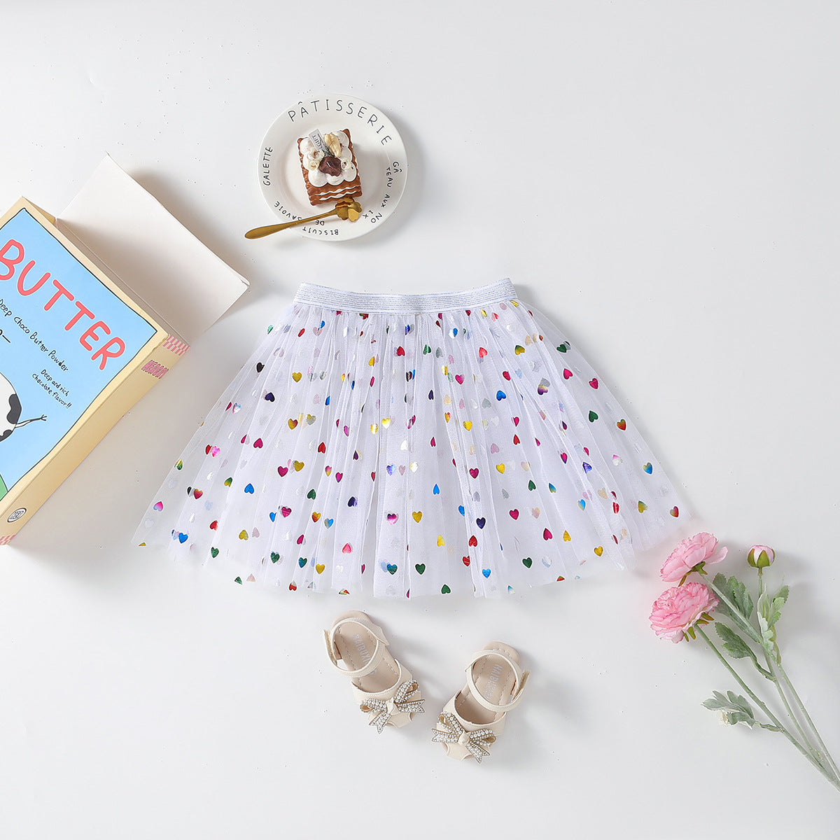 The Heritage Haze | Girls’ Spring/Autumn Layered Mesh Pleated Skirt