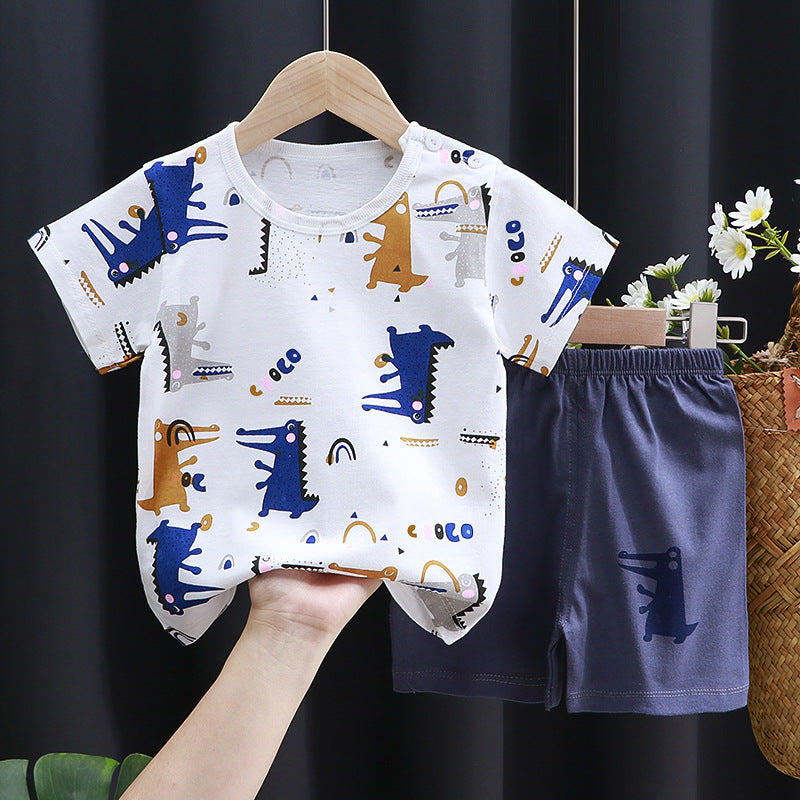 Kids Pure Cotton Summer Set - Breathable Korean Fashion Short-Sleeve Outfit