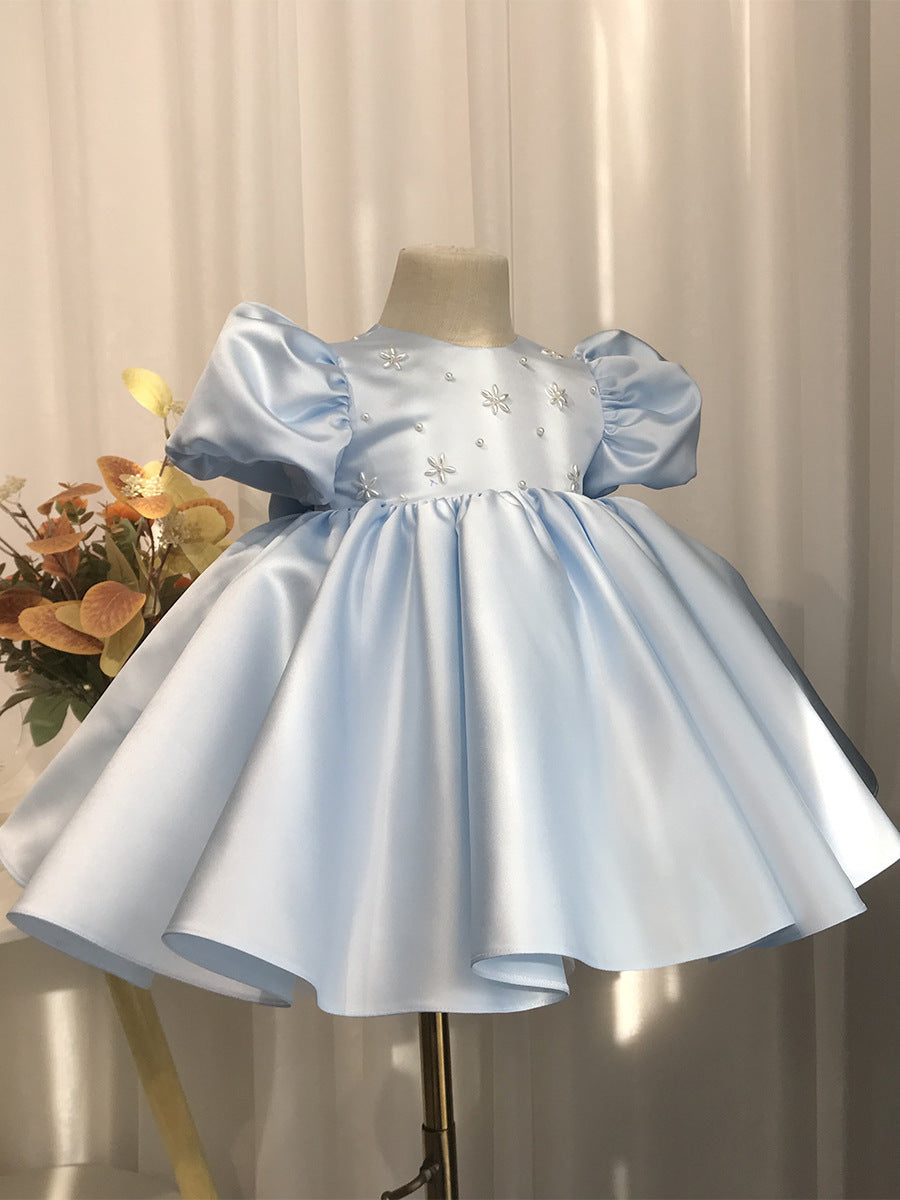 The Arctic Azure | Blue Satin Winter Tutu & Portrait Dress