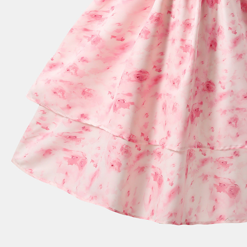 Secret Garden | Girls Bow Floral Layered Double Princess Dress