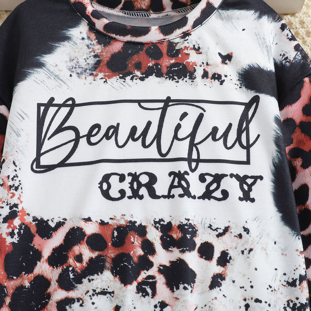 The Alpha-Wild | Girls’ Alphabet Leopard Print Sweater & Jogger Set