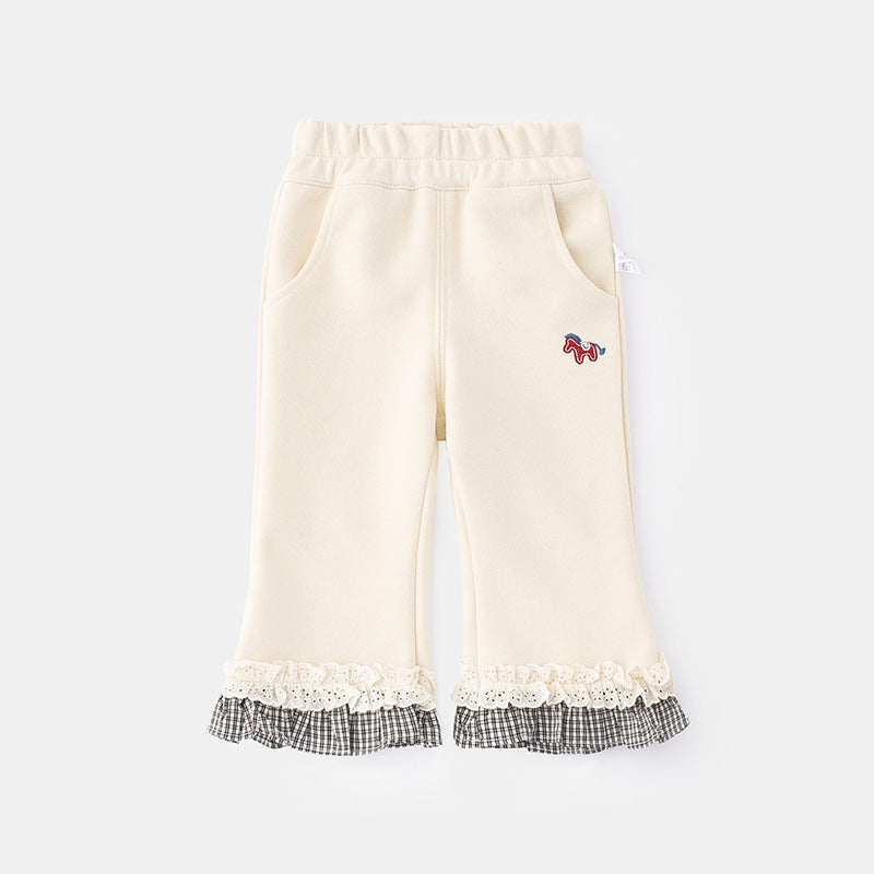 Girls Lace Bell Pants | Kids Spring Casual Trousers