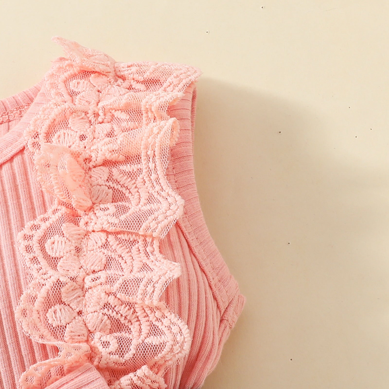 The Lace Loveling | Infant Sleeveless Floral Embroidery Triangle Romper