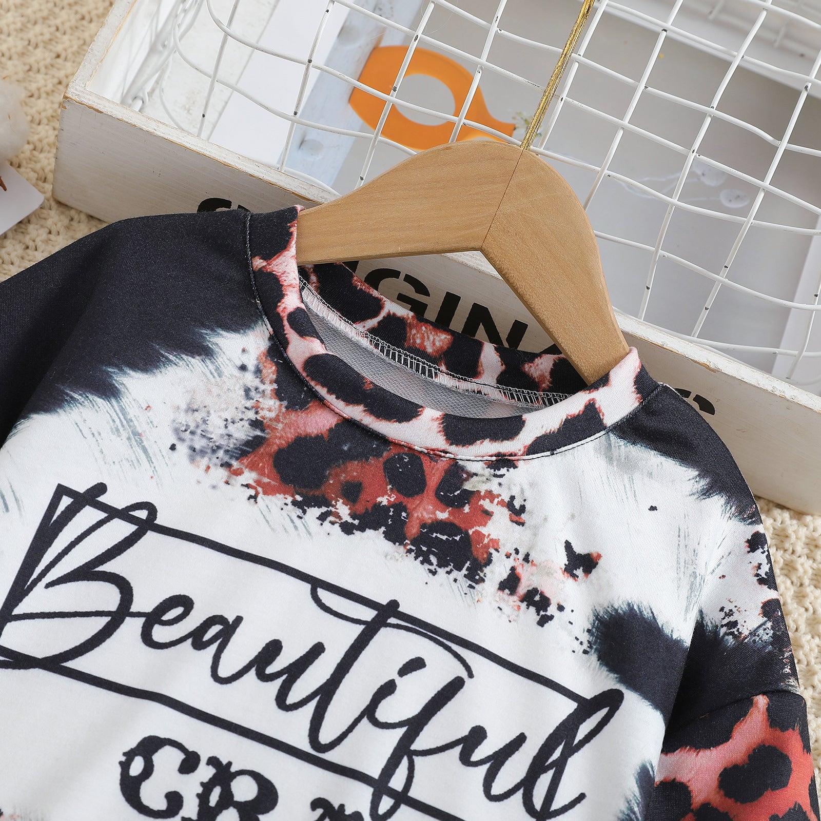 The Alpha-Wild | Girls’ Alphabet Leopard Print Sweater & Jogger Set