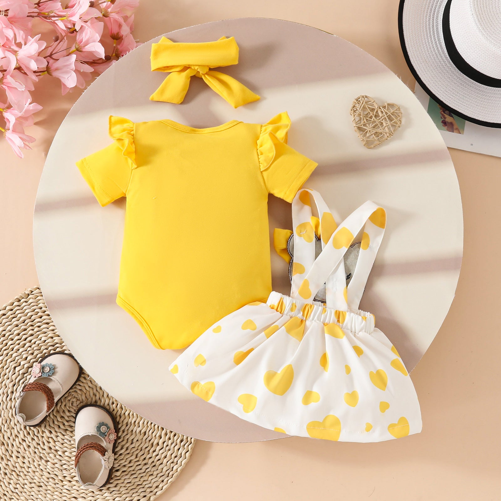 The Honey-Hug | 2026 Baby Girls’ "Cartoon Bear" Overalls & Headband Set