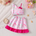 The Petal-Chic | Girls’ 2026 Sweet Ruffle Sling & Printed Shorts Set