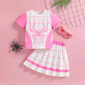The Preppy-Pulse | Girls’ 2026 "College-Style" T-Shirt & Plaid Skirt Set