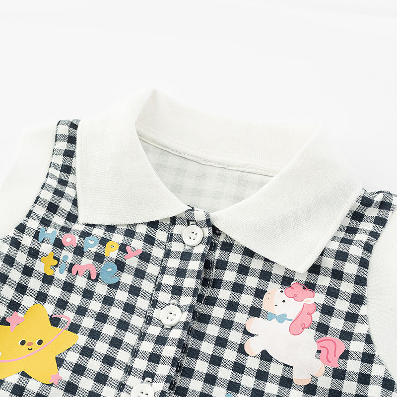 Girls Summer Sleeveless Dress | Printed Cake Vest Skirt