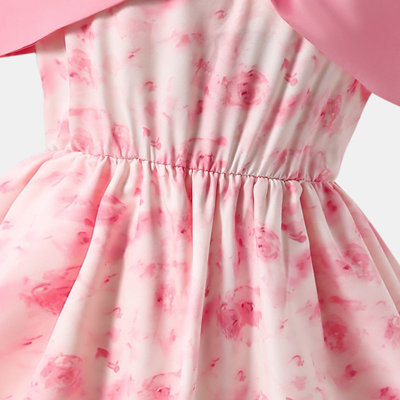 Secret Garden | Girls Bow Floral Layered Double Princess Dress