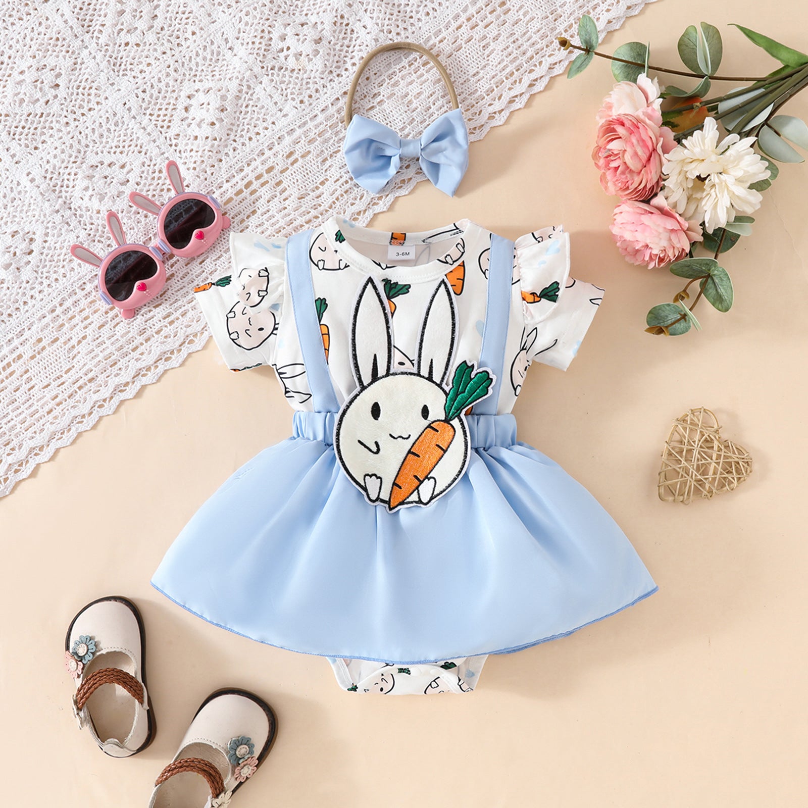 The Holiday Darling | Baby Girl Easter Faux-Sling Triangle Romper