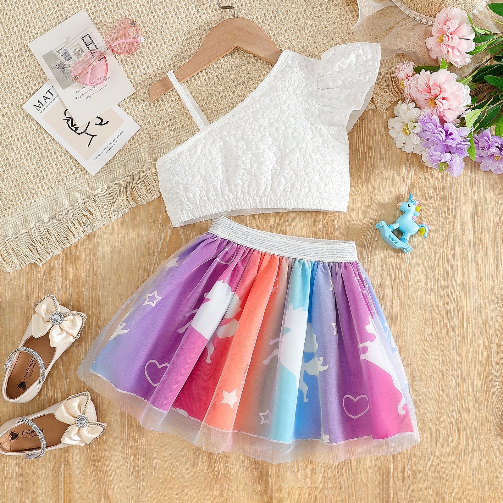 The Iridescent Aurora | Girls’ Rainbow "Elsa" Mesh Skirt