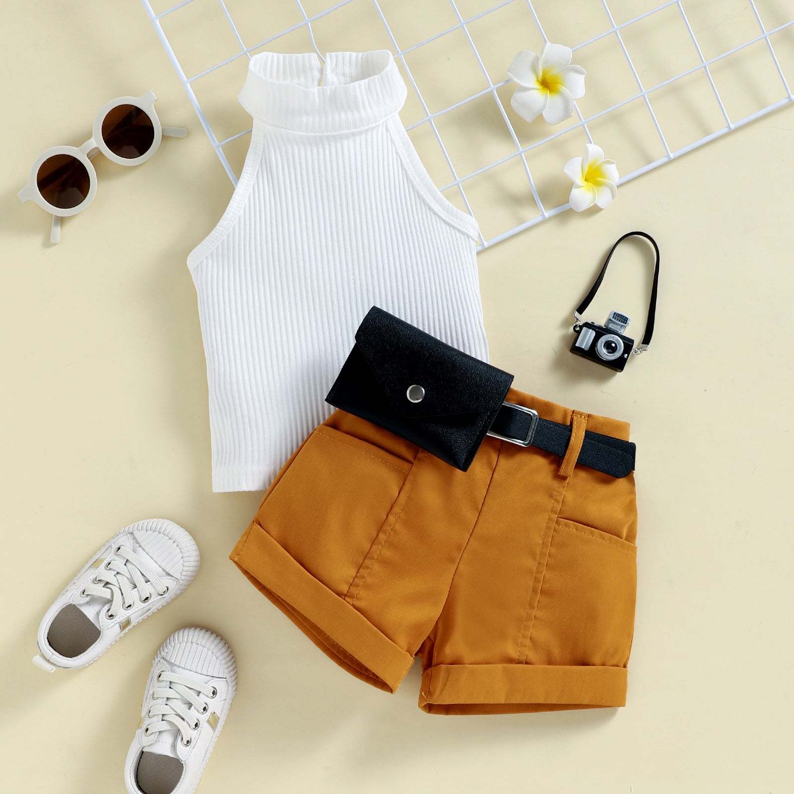 The Urban-Utility | 2026 Girls’ "Halter-Vest" & Waist Bag Three-Piece Set