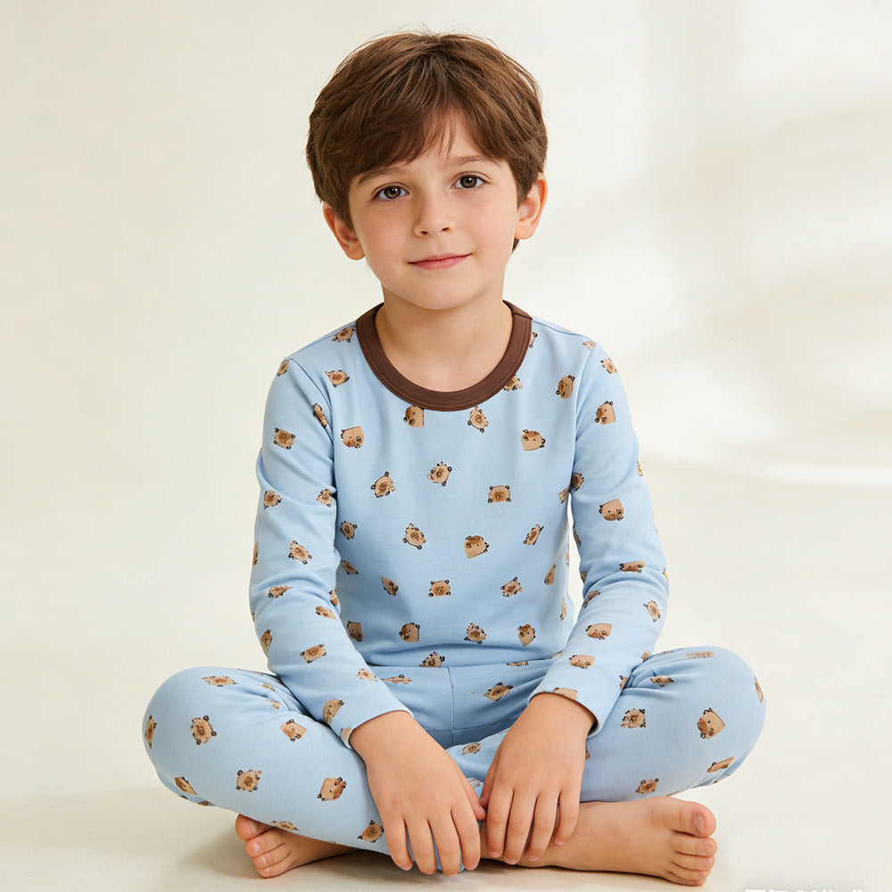 The Little Prince Children's long johns set pure cotton boys Lycra pajamas girls loungewear baby thermal clothes children's underwear
