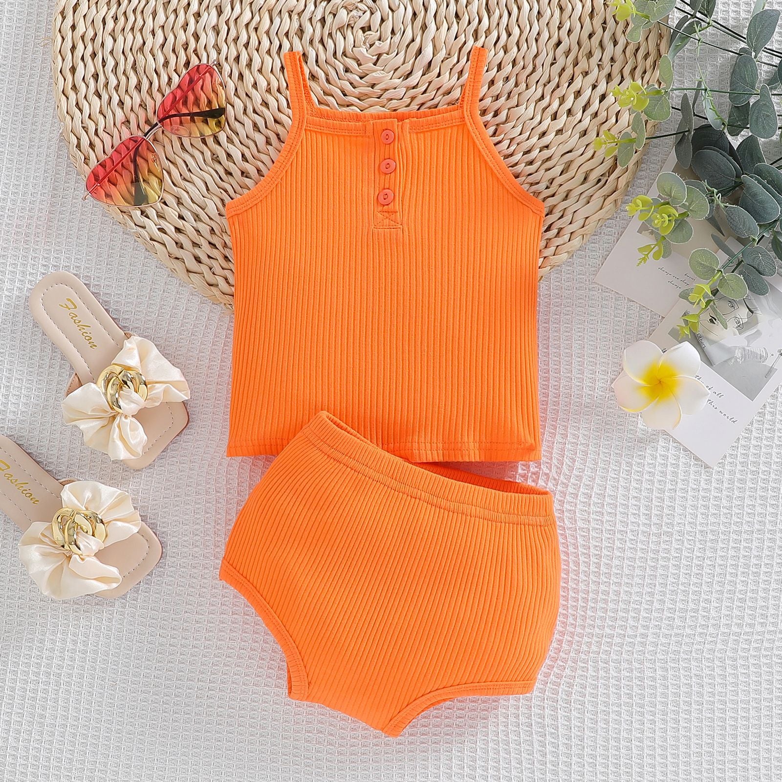 The Zen Minimalist | Gender-Neutral Solid Suspender & Shorts 2-Piece Set
