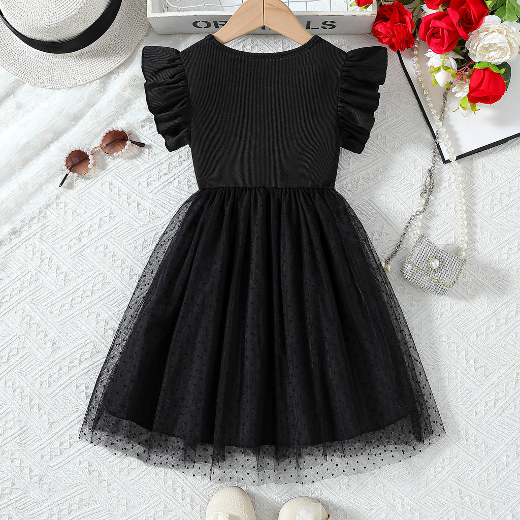 The Celestial Mist | Girls’ 2026 "Super Foreign" Short-Sleeve Mesh Princess Dress