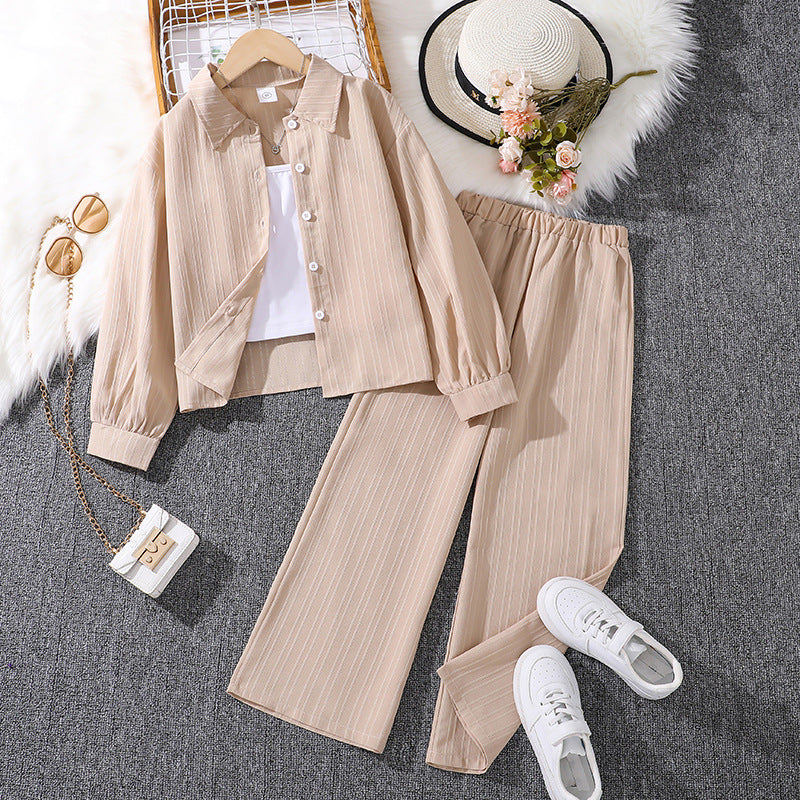 Modern Prep | Girls Collared Long-Sleeve Shirt & Tailored Pants Set