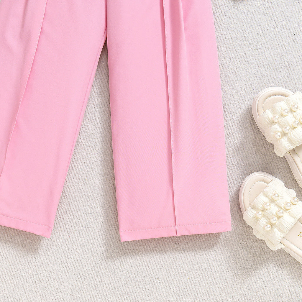 The Floral Muse | Girls’ 3D Flower Tube Top & Slim Tailored Trouser Set