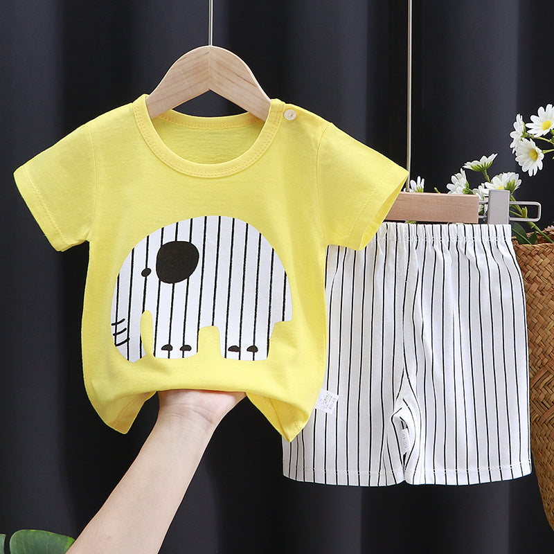 Kids Pure Cotton Summer Set - Breathable Korean Fashion Short-Sleeve Outfit