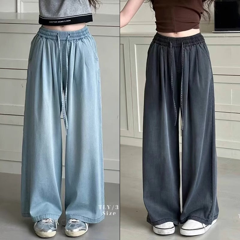 The Silk-Mist Straight | Girls' Tencel-Cotton Wide-Leg Trousers