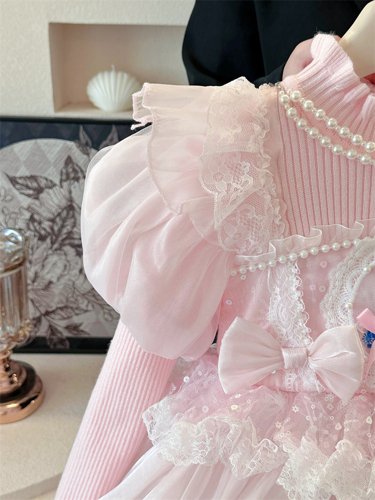 The Ice Queen’s Gala | 2026 Winter Sweater Cake Mesh Dress