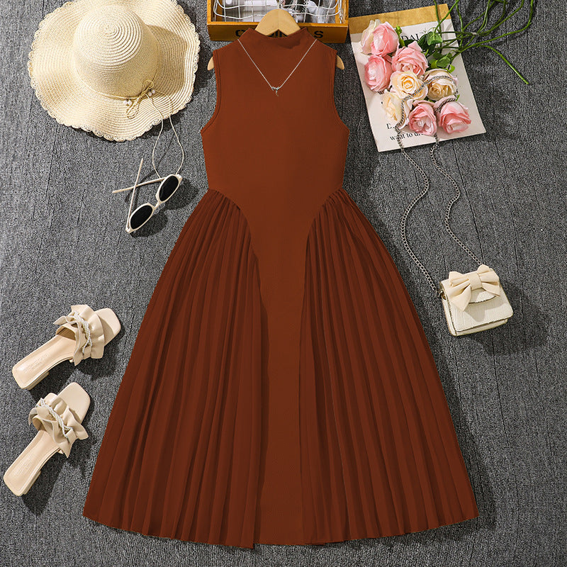 Girls Pleated Sleeveless Long Dress — Summer