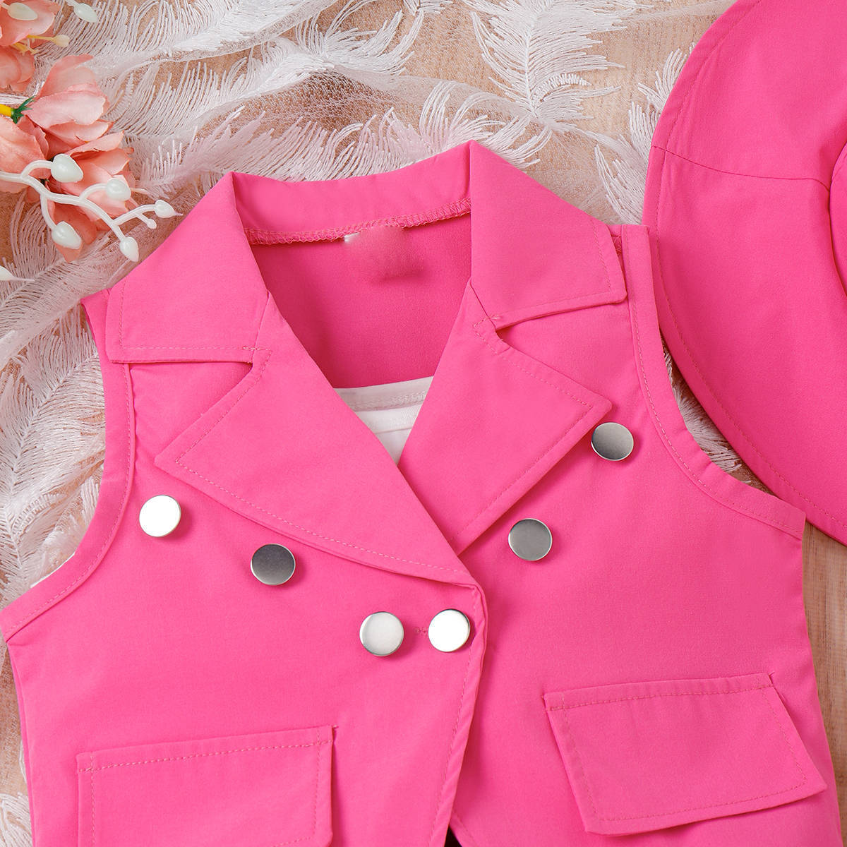 Candy Dream | Girls Lapel Jacket, Butterfly Mesh Skirt & Hat 4-Piece Set