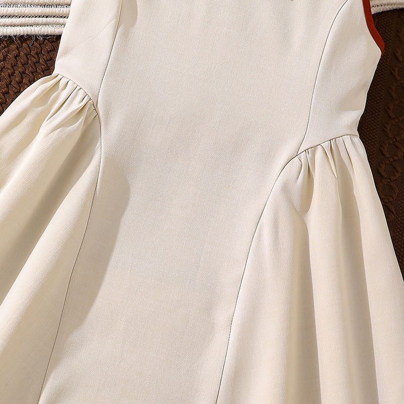 Riviera Elegance | Girls Sleeveless Patchwork Waist Elegant Maxi Dress
