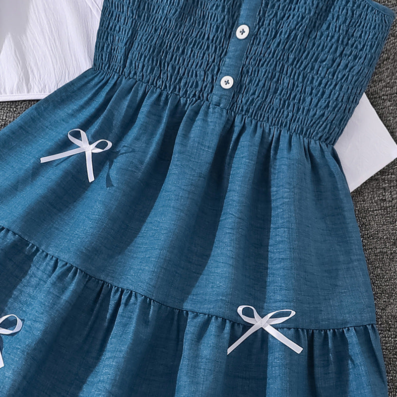 Girls Sweet Suspender Dress with Long Sleeve Jacket | Spring Two Piece Set