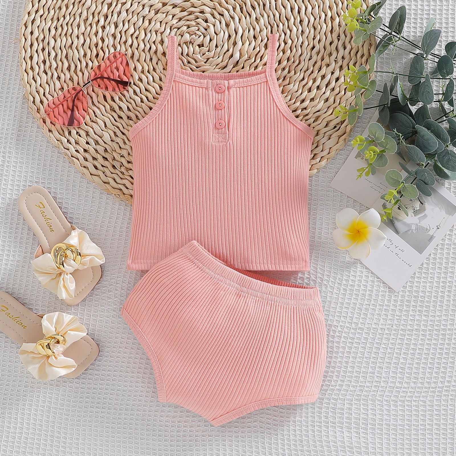 The Zen Minimalist | Gender-Neutral Solid Suspender & Shorts 2-Piece Set