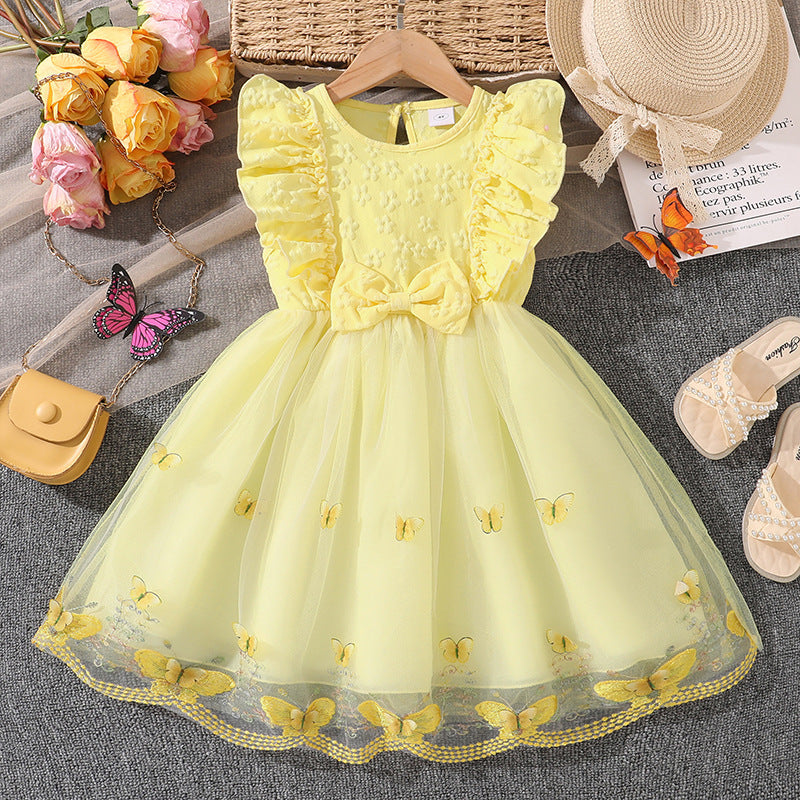 Girls Sleeveless Lace Princess Dress | Summer Sweet Mesh Tutu Dress