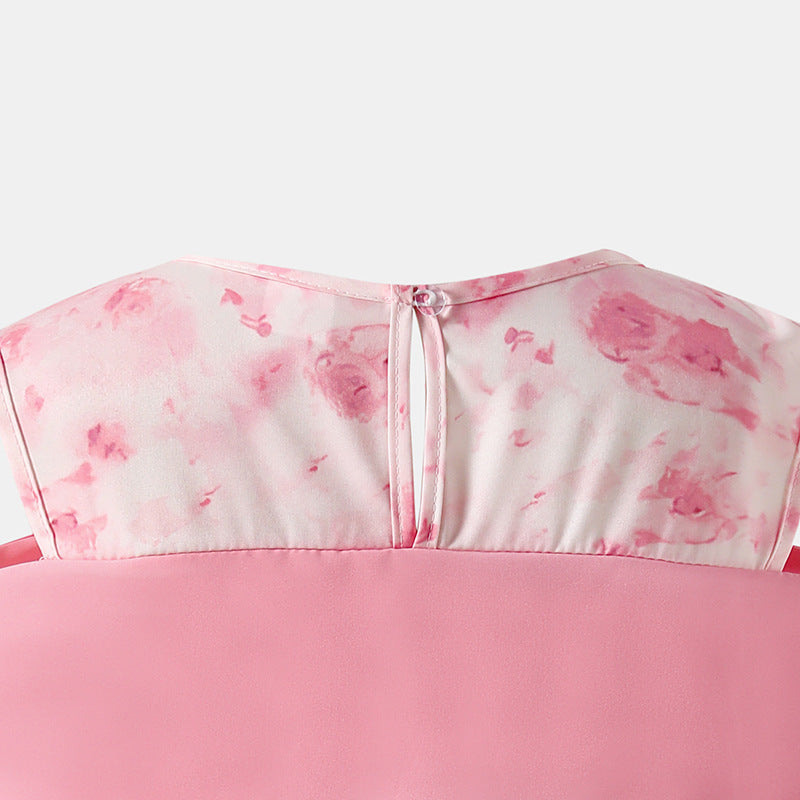 Secret Garden | Girls Bow Floral Layered Double Princess Dress
