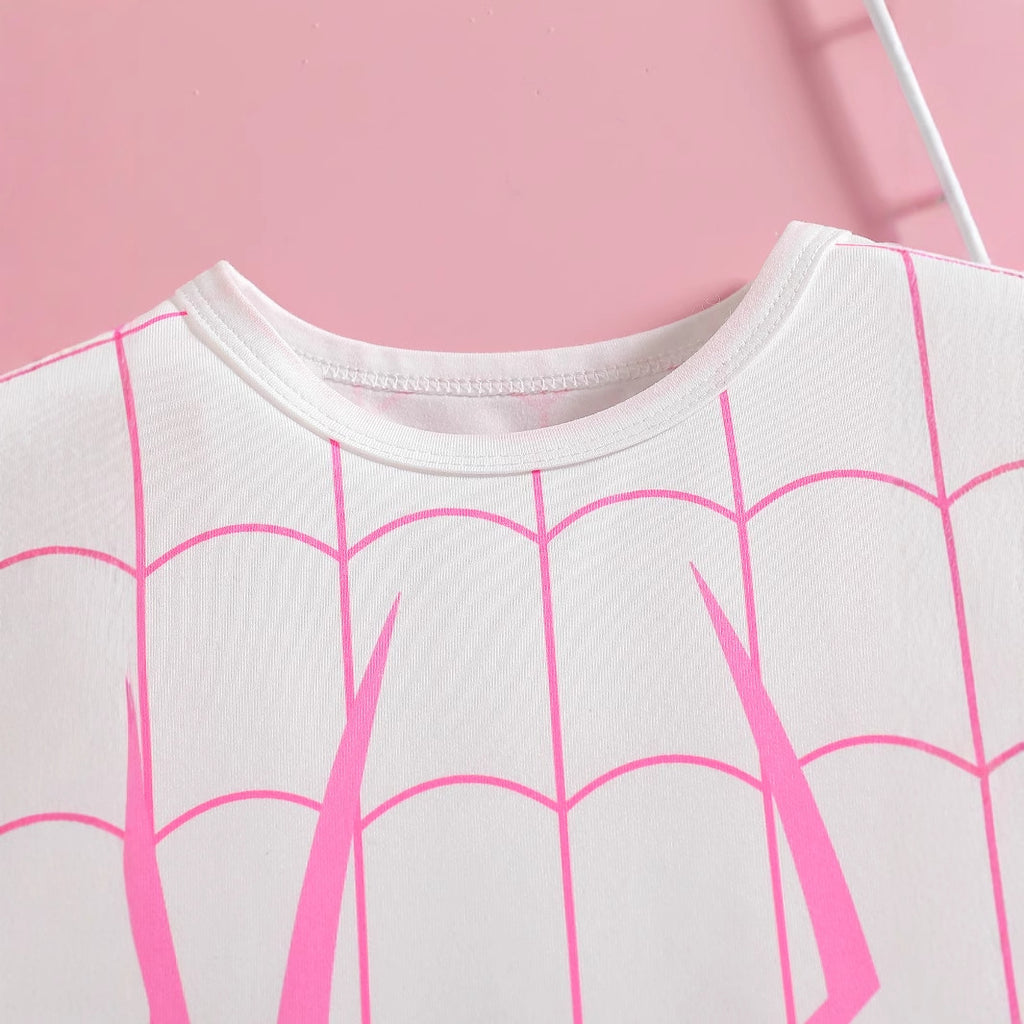 The Preppy-Pulse | Girls’ 2026 "College-Style" T-Shirt & Plaid Skirt Set