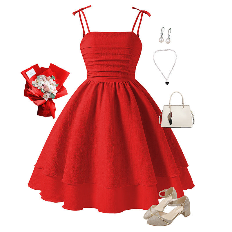Girls Bow Suspender Princess Dress | 2026 Summer Strap Dress