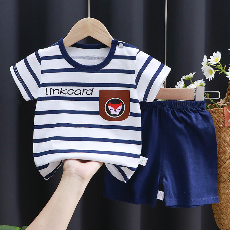 Kids Pure Cotton Summer Set - Breathable Korean Fashion Short-Sleeve Outfit