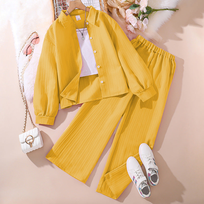 Modern Prep | Girls Collared Long-Sleeve Shirt & Tailored Pants Set