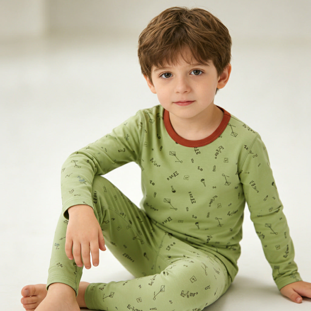The Little Prince Children's long johns set pure cotton boys Lycra pajamas girls loungewear baby thermal clothes children's underwear