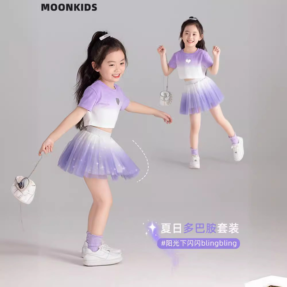 The Ethereal Tutu | Girls’ Mesh Ballerina Tee & Skirt Two-Piece Set