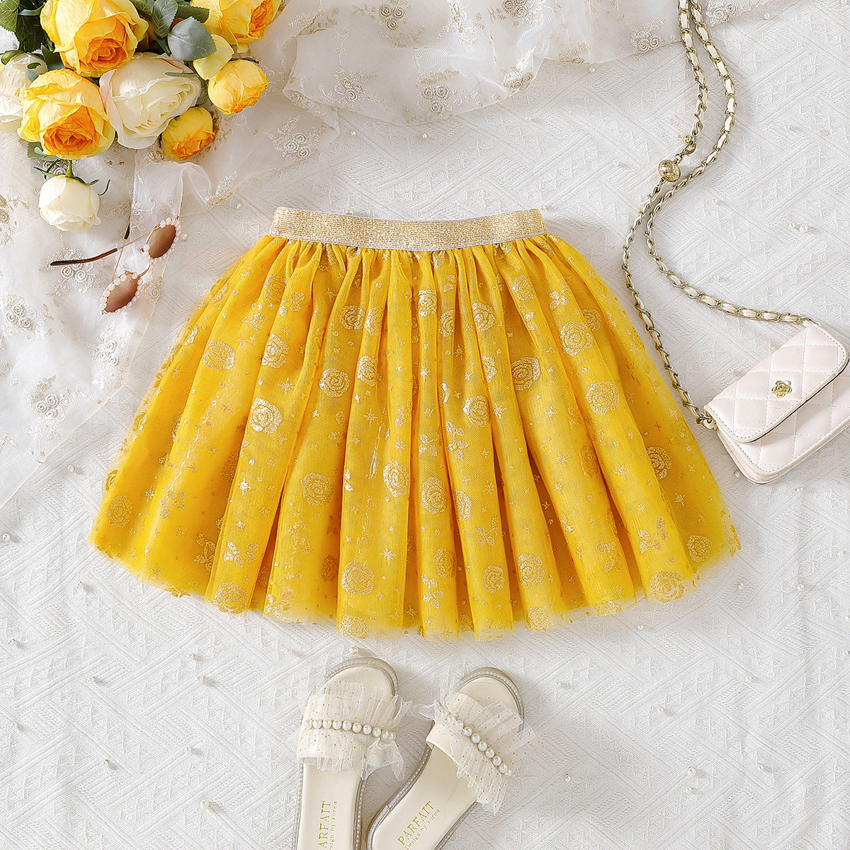 The Frozen Petal | Girls’ "Super Foreign" Snowflake Mesh Puff Skirt